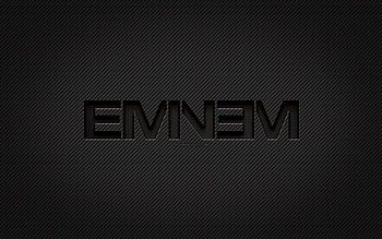 Eminem carbon logo, , Marshall Bruce Mathers III, grunge art, carbon background, creative, Eminem black logo, music stars, Eminem logo, Eminem HD wallpaper