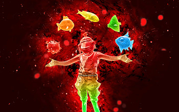 Gummy Fishstick, , red neon lights, Fortnite Battle Royale, Fortnite characters, Gummy Fishstick Skin, Fortnite, Gummy Fishstick Fortnite HD wallpaper