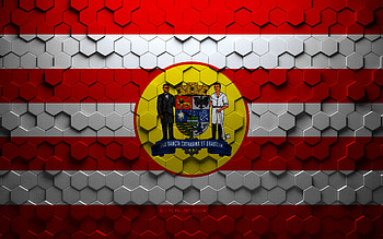 Flag of Blumenau, honeycomb art, Blumenau hexagons flag, Blumenau, 3d hexagons art, Blumenau flag HD wallpaper
