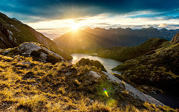 Fiordland Mountain Sunrise, nature, mountain, sunrise HD wallpaper