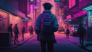 City Walk, alone, artist, artwork, digital-art, synthwave HD wallpaper