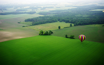 Landscape, Fields, Balloons HD wallpaper