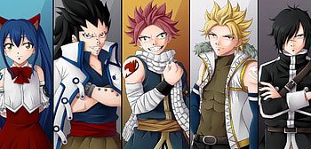 Gajeel and Natsu, Rogue Cheney, Sting Eucliffe, Wendy Marvell, Anime HD wallpaper