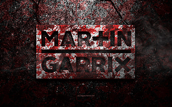 Martin Garrix logo, grunge art, Martin Garrix stone logo, red stone texture, Martin Garrix, grunge stone texture, Martin Garrix emblem, Martin Garrix 3d logo HD wallpaper