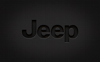 Jeep carbon logo, , grunge art, carbon background, creative, Jeep black logo, cars brands, Jeep logo, Jeep HD wallpaper