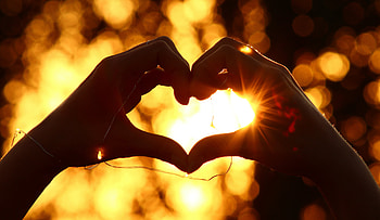Love, Glare, Hands, Heart, Garland HD wallpaper