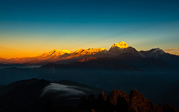 Mountain, golden peaks, Himalaya, mountains range, sunset HD wallpaper