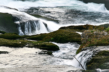 Waterfall, moss, water running HD wallpaper