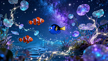 Finding Nemo: Starlit Reef —, Fish, Clownfish, Jellyfish HD wallpaper