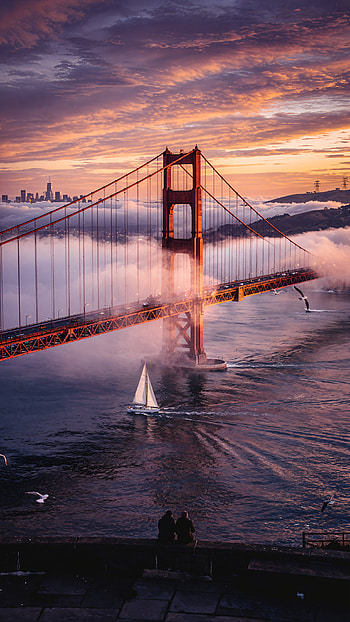 Golden Gate Twilight — Fog & Sail ( ), sailboat, fog HD phone wallpaper