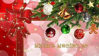 Holiday Magic, bokeh, red ribbon, feliz navidad, balls, sparkles, tree, pink, holiday, decoraions, christmas, celebrate HD wallpaper