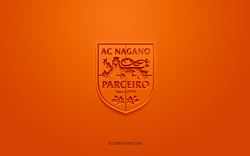 AC Nagano Parceiro, creative 3D logo, orange background, J3 League, 3d emblem, Japan Football Club, Nagano, Japan, 3d art, football, AC Nagano Parceiro 3d logo HD wallpaper