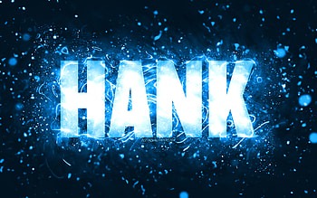 Happy Birtay Hank, , blue neon lights, Hank name, creative, Hank Happy Birtay, Hank Birtay, popular american male names, with Hank name, Hank HD wallpaper