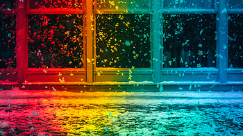 Colorful Snowstorm - Ultra, snowstorm, snow, rainbow, window, winter HD wallpaper