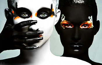 Black and white, white, black, face, woman, artistic HD wallpaper
