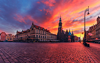 Market Square, Wroclaw, evening, sunset, Wroclaw cityscape, square, Poland HD wallpaper