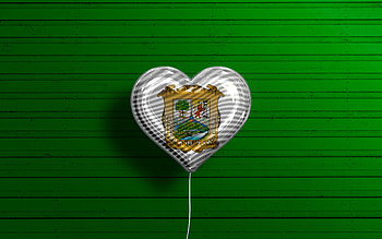 I Love Coahuila, , realistic balloons, green wooden background, Day of Coahuila, mexican states, flag of Coahuila, Mexico, balloon with flag, States of Mexico, Coahuila flag, Coahuila HD wallpaper