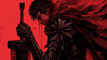 Guts - Berserk, Guts (Berserk), AI Art, Berserk, red anime HD wallpaper