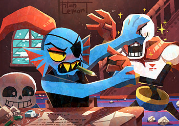 Tavern Showdown — Undyne, Sans & Papyrus ( Undertale ), Undyne (Undertale), Sans (Undertale), Papyrus (Undertale), video game, Undertale HD wallpaper