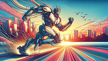 Autobot Sprint in Dazzling Sunset -, Autobot, running, cityscape, futuristic HD wallpaper