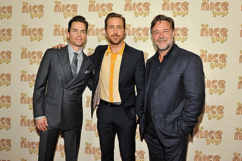 The Nice Guys film celebration, Hollywood glamour, Ryan Gosling and Matt Bomer, Red carpet style HD wallpaper