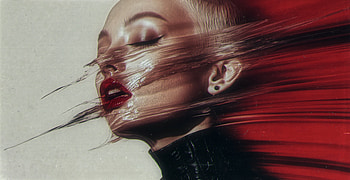"Washed Away", red, portrait, cyberpunk, woman, Sci Fi HD wallpaper