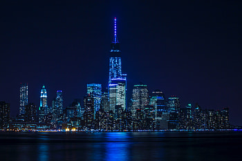 Blue Light Buildings Architecture , buildings, lights, graphy, blue, night, world, reflection HD wallpaper