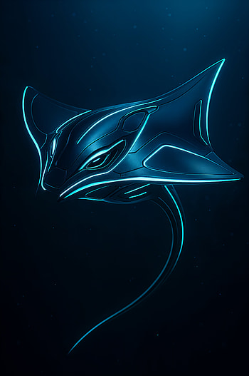 Futuristic Stingray with Neon Glow, futuristic, underwater, neon HD phone wallpaper