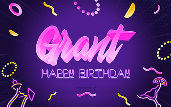 Happy Birtay Grant, , Purple Party Background, Grant, creative art, Happy Grant birtay, Grant name, Grant Birtay, Birtay Party Background HD wallpaper