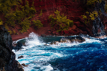 Nature, Trees, Rocks, Ocean, Surf, Hawaii HD wallpaper