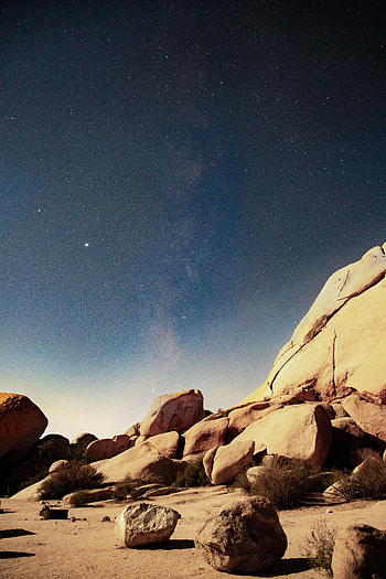 Nature, Stones, Stars, Night, Rocks, Starry Sky, Nebula HD phone wallpaper