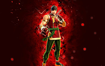 Shang-Chi, , red neon lights, Fortnite Battle Royale, Fortnite characters, Shang-Chi Skin, Fortnite, Shang-Chi Fortnite HD wallpaper
