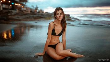 Beautiful Russian Models-9, bikini, model, beautiful, black HD wallpaper