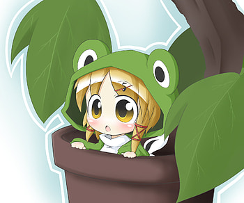 Kero kero~, yellow eyes, pyonta, touhou, moriya suwako, blonde hair, blush, hat HD wallpaper