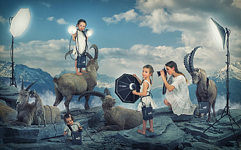 :D, funny, children, goat, blue, john wilhelm, copil HD wallpaper