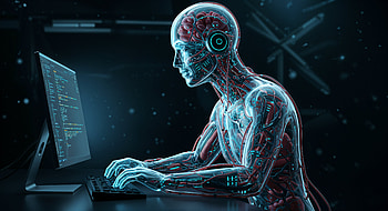 Futuristic Coder: Ultra, coder, cybernetic, artificial intelligence, humanoid, programming HD wallpaper