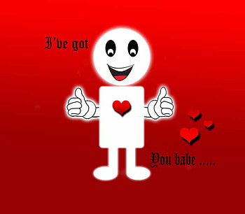 I've Got You Babe ......, him, love, red, hearts, happiness, her HD wallpaper
