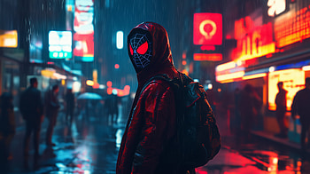 Cyberpunk Spider-Man: in the Rain, spider man, cyberpunk, rain HD wallpaper