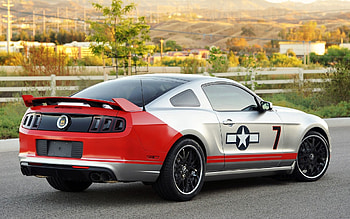 Background, Tuning, Ford, Mustang, Cars, Grey, Back View, Rear View, Gt, Muscle Car, Coupe, Compartment, Red Tails HD wallpaper