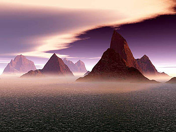 violet sky, clouds, pink sky, rocks HD wallpaper
