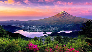 Amazing Sunset, hills, landscape, colors, clouds, flowers, mountain HD wallpaper