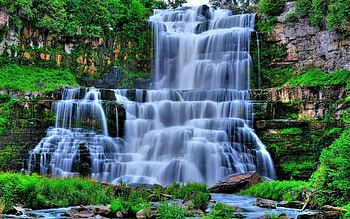Awe-inspiring waterfalls, Nature's artwork, Serene wilderness, Captivating view HD wallpaper
