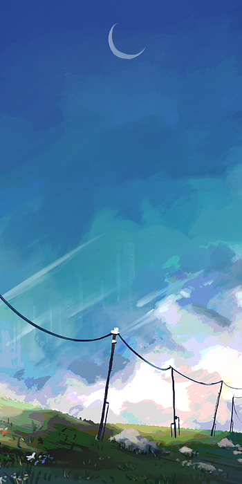 Moonlit Meadow — Original Anime Scenery, scenery, Anime, Original HD phone wallpaper
