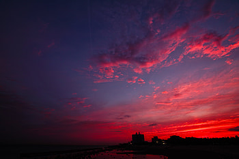 Cities, Sunset, Sky, Clouds, Night City HD wallpaper
