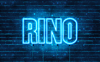 Rino, , with names, Rino name, blue neon lights, Rino Birtay, Happy Birtay Rino, popular italian male names, with Rino name HD wallpaper