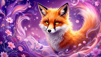 Vibrant Fox in Ultra, fox, Wildlife, fantasy, flower, colorful HD wallpaper