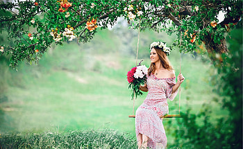 ღ, Nature, Dress, Grass, Tree, Flowers HD wallpaper