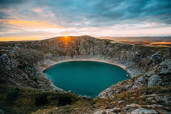 Crater, lake, nature HD wallpaper