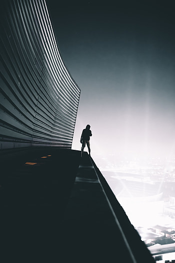 Sky, Dark, Height, Human, Person, Roof HD phone wallpaper