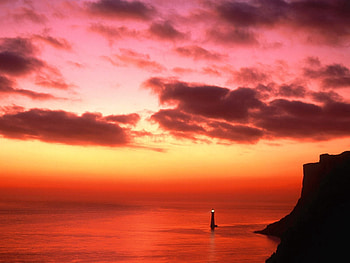 Nature, Water, Sky, Shine, Light, Evening, Lighthouse, England HD wallpaper